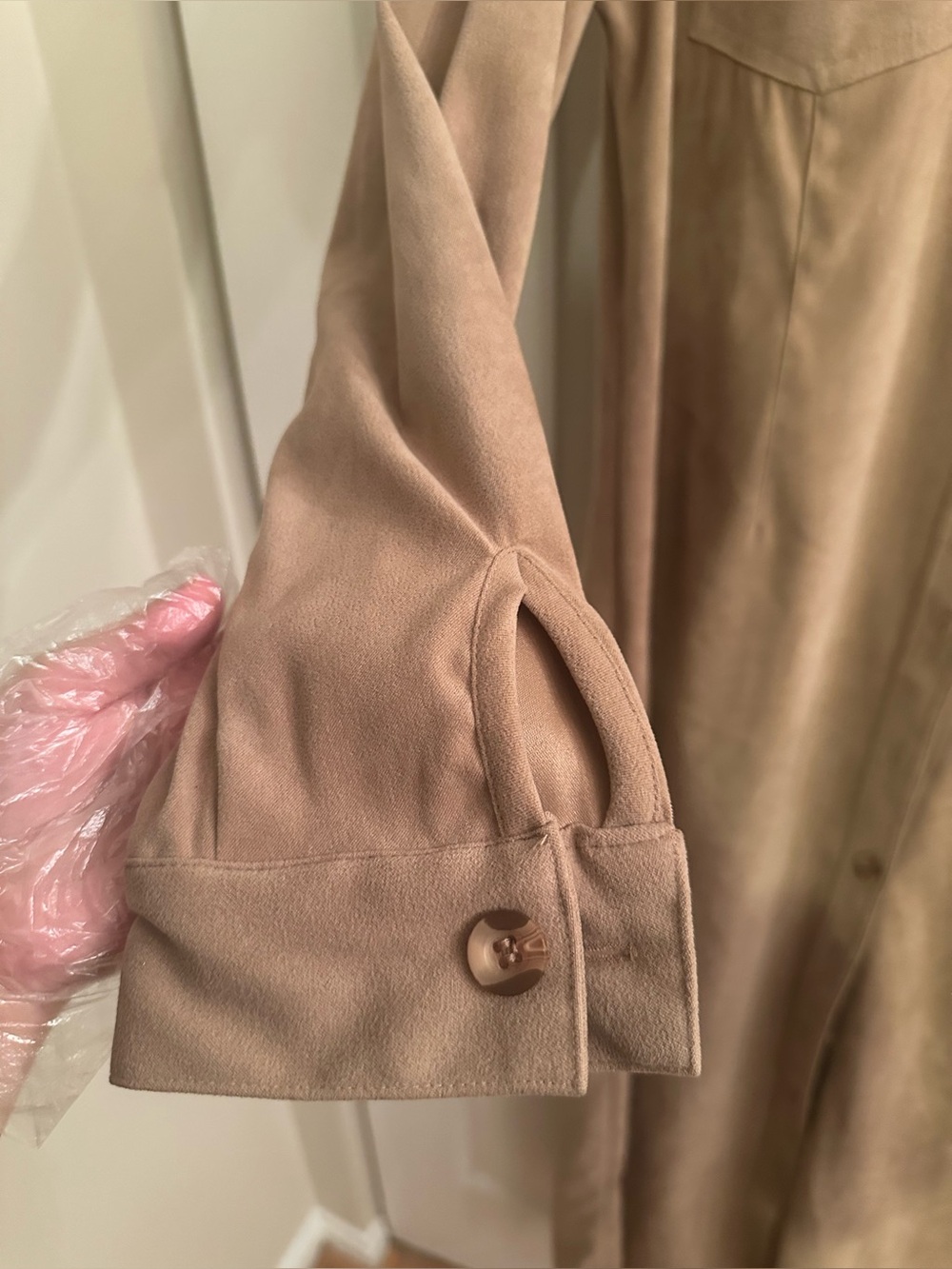 Vintage Joanna Faux Suede Maxi Shirt Dress Tan Camel Size M 70s Retro. - Picture 6 of 10